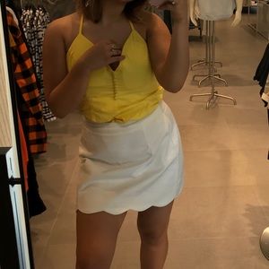 Bundle!!!!! A white skirt and yellow flow top!